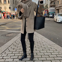 Load image into Gallery viewer, Autumn Winter 2022 Retro Lapel Women Coats Two Grain Buckle Bandage Waist Long Sleeve Suit Coat Elegant OL Style Women Blazers