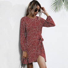 Load image into Gallery viewer, Autumn Winter Asymmetrical Dress Women Casual Full Sleeve Slim Leopard Bandage Print Short Dress For Women 2020 New