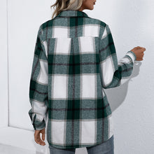 Load image into Gallery viewer, Autumn Winter Casual Fashion Plaid Print Women Shirt  Blouses Turn-down Collar Long Sleeves Front Pockets Button Closure Blouses