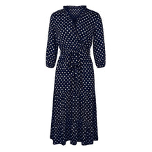 Load image into Gallery viewer, Autumn Winter Dot Bandage Dress Women Casual Ruffles V Neck High Waist Slim Print Long Dress For Women 2021 New Fashion