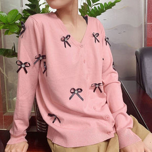 Autumn Winter Elegant Cardigan Sweaters Women Bow Knit Designer Harajuku Cardigan 2021 Long Sleeve Korean Fashion Chic Clothing