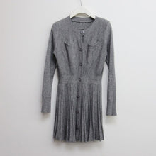 Load image into Gallery viewer, Autumn Winter Elegant Knitted Pleated Dress for Women O Neck Long Sleeve Slim Waist A Line Vestidos Mujer Korean Style Chic Robe