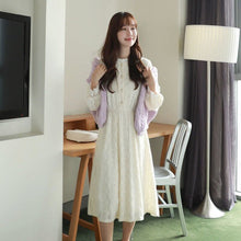 Load image into Gallery viewer, Autumn Winter Lace Dress for Women O Neck Long Sleeve Slim Waist Elegant Robe Femme Korean Style Office Lady Vestidos Mujer