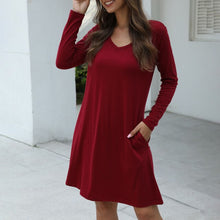 Load image into Gallery viewer, Autumn Winter Ladies Dress Women Casual Mini Long Sleeve Solid Holiday Style Chic Dress Female 2021 New A-Line Dress Vestidos