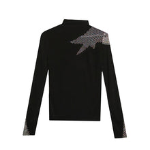 Load image into Gallery viewer, Autumn Winter New 2021 Women&#39;s Tops Shirt Fashion Sexy Hollow Out Diamonds Long Sleeve Mesh T-Shirt Plus Size Female Clothing