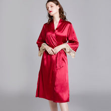 Load image into Gallery viewer, Autumn Winter Soft Sexy Sleepwear Satin Silk Nightgowns Women High Quality Ladies Nightgowns Lace Red Dress Camisola