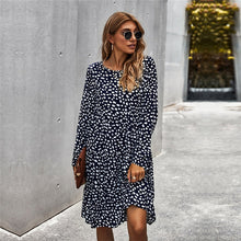 Load image into Gallery viewer, Autumn Winter Temperament Print Dress Women Casual Button A Line Loose Knee Length Dress For Women 2021 New Fashion