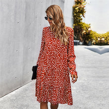 Load image into Gallery viewer, Autumn Winter Temperament Print Dress Women Casual Button A Line Loose Knee Length Dress For Women 2021 New Fashion