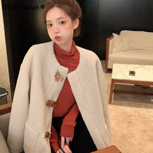 Load image into Gallery viewer, Autumn Winter Warm Fur Coat Women Solid Casual Loose Kawaii Overcoat Female Korean Fashion Pocket Short Outwear Jacket 2021 New