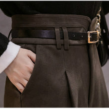 Load image into Gallery viewer, Autumn Winter Women&#39;s Ankle-Length Pants Wool Suit Thick Pants Women High Waist Harem Pants with Belt  Womens Loose Trousers