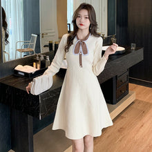 Load image into Gallery viewer, Autumn Winter Women&#39;s Long Sleeve Sweater Dress Brand Design Office Casual Knitting Dress Button Bowknot Decoration