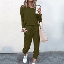 Load image into Gallery viewer, Autumn Winter Women&#39;s Print Leisure Two Piece Suit Home Loose Sports Fashion Leisure Suit Fashion Top And Pants S-3XL