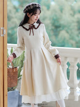 Load image into Gallery viewer, Autumn Women&#39;s Clothing Dress Sweet Retro Long-sleeved Bow Cute Lapel Solid Color Simple French Dress Red Vestidos de mujer
