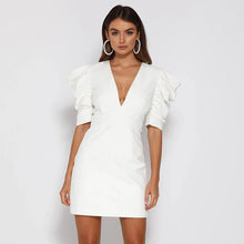 Load image into Gallery viewer, Autumn Women&#39;s Sexy Open Back V-neck Princess Sleeve Women Party Beach White Bodycon Dress Elegant Ladies Dresses Clothes Gothic