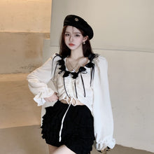 Load image into Gallery viewer, Autumn Y2K Chiffon Blouse Shirt Women Long Sleeve Elegant Sweet Chic Blouse Female Korean Fashion Bow Short Designer Tops 2021