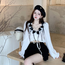 Load image into Gallery viewer, Autumn Y2K Chiffon Blouse Shirt Women Long Sleeve Elegant Sweet Chic Blouse Female Korean Fashion Bow Short Designer Tops 2021