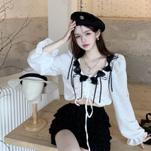 Load image into Gallery viewer, Autumn Y2K Chiffon Blouse Shirt Women Long Sleeve Elegant Sweet Chic Blouse Female Korean Fashion Bow Short Designer Tops 2021