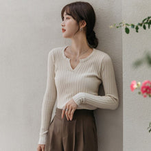 Load image into Gallery viewer, Autumn and Winter Bottoming Shirt is Built With slim Slimming V-neck Blouse Women&#39;s Long-sleeved Sexy Knit Sweater Trend Tops