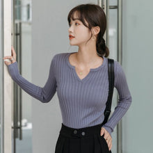 Load image into Gallery viewer, Autumn and Winter Bottoming Shirt is Built With slim Slimming V-neck Blouse Women&#39;s Long-sleeved Sexy Knit Sweater Trend Tops