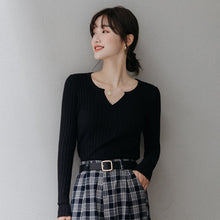Load image into Gallery viewer, Autumn and Winter Bottoming Shirt is Built With slim Slimming V-neck Blouse Women&#39;s Long-sleeved Sexy Knit Sweater Trend Tops