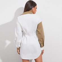 Load image into Gallery viewer, Autumn and Winter Women&#39;s Long-sleeved Chiffon Tops Mujer Shirt New Women&#39;s Waist Contrast Color Stitching Jacket Pocket