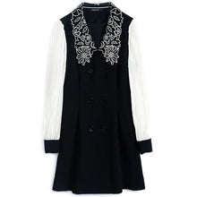 Load image into Gallery viewer, Awarose Fashion Embroidery Flower Lantern Long Sleeve Double Breasted High Waist Patchwork Elegant Party Dress Women Vestidos