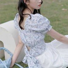 Load image into Gallery viewer, Backless Beach Sweet Casual Blouse Women Bubble Sleeve Designer Sexy Party T-shirt High Street Summer Clothes Korean Ladies 2021