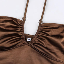 Load image into Gallery viewer, Backless Cami Tops Tees Ladies Fashion Cross Fitness Camisole Party Sexy Satin Women&#39;s Hollow Lace-up Short Chest Halter Top