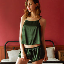 Load image into Gallery viewer, Backless Lace Sexy Lingerie Underwear Suspender Tops Home Clothes Sexy Nightdress Summer Women Satin Shorts Pajama Set