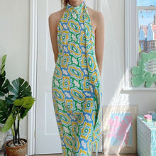 Load image into Gallery viewer, Backless Print Summer Long Dress Women 2021 Green Sundress Beach Sleeveless Vintage Split Halter Neck Maxi Dresses Party Robe