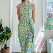 Load image into Gallery viewer, Backless Print Summer Long Dress Women 2021 Green Sundress Beach Sleeveless Vintage Split Halter Neck Maxi Dresses Party Robe