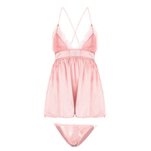 Load image into Gallery viewer, Backless Sexy Nightgowns Women Cross Side Open Sling Strap Nightdress Eyelash Lace Lace Nightwear Home Night Dress Lingerie