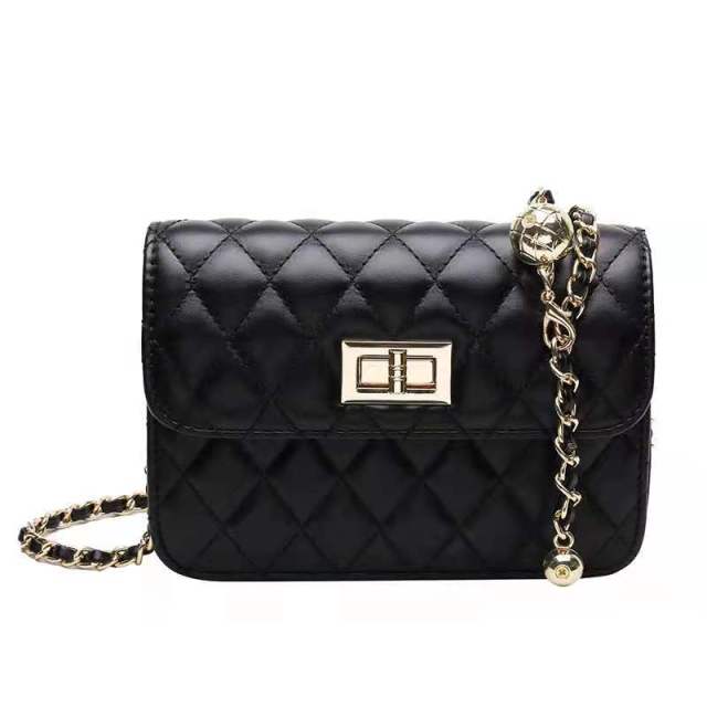 Bag handbags 2021 new simple and fashionable rhombic shoulder messenger chain bag western style small fragrance pu female bag tr