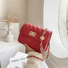 Load image into Gallery viewer, Bag handbags 2021 new simple and fashionable rhombic shoulder messenger chain bag western style small fragrance pu female bag tr