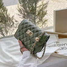 Load image into Gallery viewer, Bag handbags 2021 new simple and fashionable rhombic shoulder messenger chain bag western style small fragrance pu female bag tr
