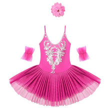 Load image into Gallery viewer, Ballerina Fairy Prom Costume Kids Sequined Rhinestone Dress Girls Dance wear Gymnastic Ballet Leotard Tutu Dress with Arm Sleeve