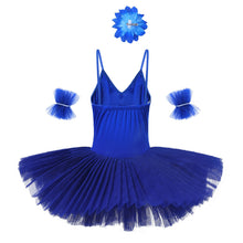 Load image into Gallery viewer, Ballerina Fairy Prom Costume Kids Sequined Rhinestone Dress Girls Dance wear Gymnastic Ballet Leotard Tutu Dress with Arm Sleeve