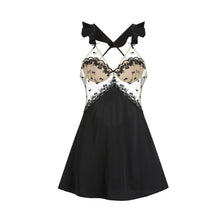 Load image into Gallery viewer, Beautiful Back Lace Gauze Sleeping Dress Temptation Sexy Back Cross Suspender Nightdress Fairy Satin Stitching Pajamas Homewear