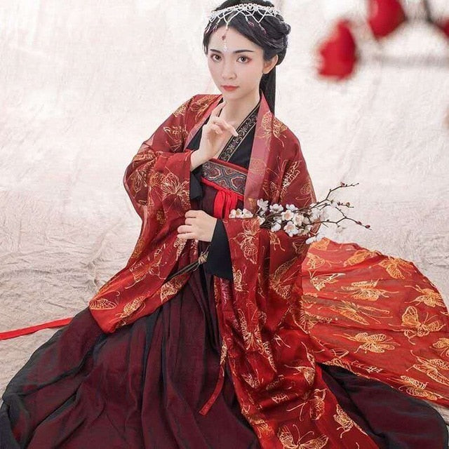 Beauty Makeup New Traditional Chinese Hanfu Dress Spring and Autumn Models Two-piece Full Chest Fairy Skirt Red Cosplay Costume