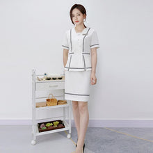 Load image into Gallery viewer, Beauty Salon Beautician White Work Uniforms Sauna Foot Bath Waitress V Neck Wokwear Sets Spa Massage Short Sleeve Uniforms Suits