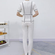 Load image into Gallery viewer, Beauty Salon Beautician White Work Uniforms Sauna Foot Bath Waitress V Neck Wokwear Sets Spa Massage Short Sleeve Uniforms Suits