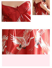 Load image into Gallery viewer, Big size Printed Night Dress 3XL V-neck Women Nightgown Sexy Hot Erotic Sleepwear Silk Clothing Lingerie Plus Size Femme Elegant