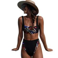 Load image into Gallery viewer, Bikini 2021 Beachwear Women Swimsuit Black Zebra Pattern High Waist Sling Casual elegant Solid color