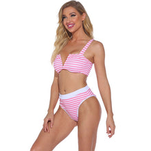 Load image into Gallery viewer, Bikini 2021 Women&#39;s Swimsuits Swimsuit Separate Bathing Suit Pink Sling Stripe Summer Casual