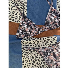Load image into Gallery viewer, Bikini Floral Swimwear Women Biquini Print Bikini Set Bathing Suit Women Swimsuit Low Waist Black Bikinis 2 piece set women