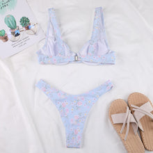 Load image into Gallery viewer, Bikini Low Waist Strap Swimsuit Women Swimwear Female Print Sexy Bathing Suit Swimming Suit Beachwear Thong Bikinis