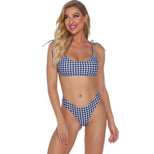 Load image into Gallery viewer, Bikini Plus Size Women&#39;s Swimwear Swimsuit Sports Grid Printing Thin Sling High Waist Sexy U Neckline