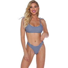 Load image into Gallery viewer, Bikini Plus Size Women&#39;s Swimwear Swimsuit Sports Grid Printing Thin Sling High Waist Sexy U Neckline