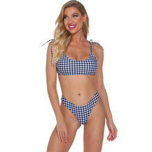 Load image into Gallery viewer, Bikini Plus Size Women&#39;s Swimwear Swimsuit Sports Grid Printing Thin Sling High Waist Sexy U Neckline