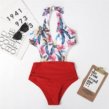 Load image into Gallery viewer, Bikini Set One Piece Swimsuit Beachwear V Neck Sexy Swimming Suit Sports Printing Sling
